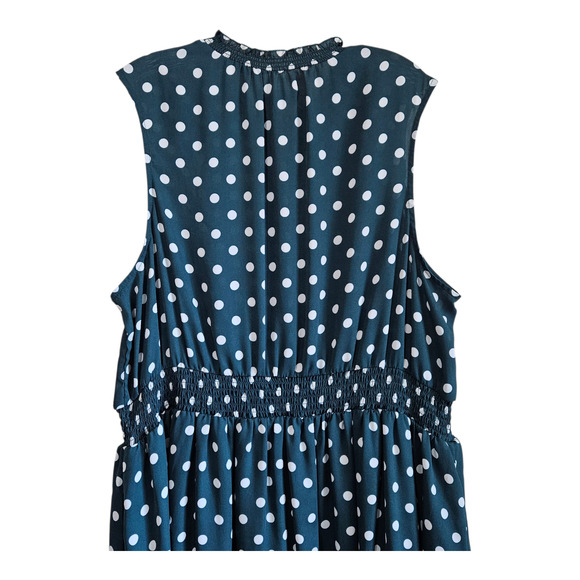 MODCLOTH Women's Plus 3X Midi Dress Polka Dot Green White Sleeveless - Picture 6 of 7